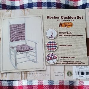 Cracker Barrel Gingham Rocker Cushion Set - Red, White, Blue